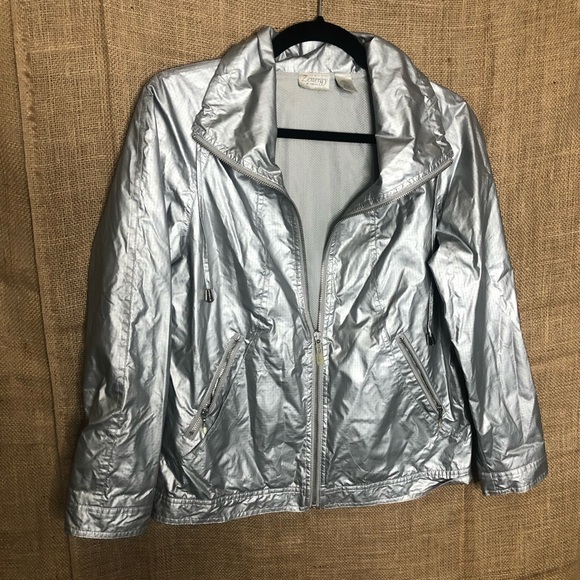Chico's Jackets & Blazers - Zynergy Chico’s Small Metallic Silver Jacket Retro